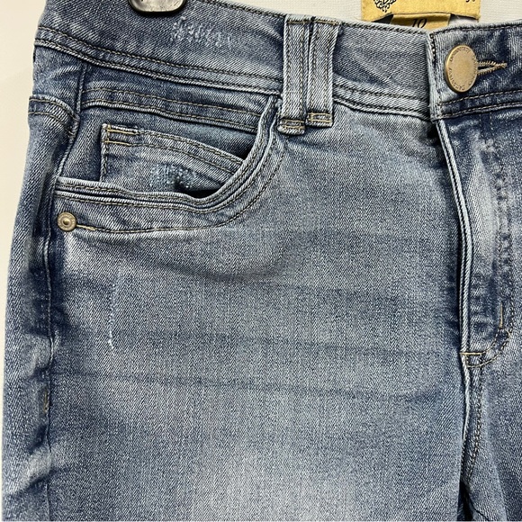 DEMOCRACY "AB" Technology size 10 Womens Raw Hem Blue Denim distressed Jeans - Picture 3 of 16